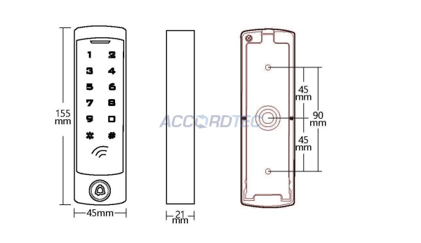 AT-CP410MF Кодонаборная панель ACCORDTEC Mifare, сенсорная с подсветкой
