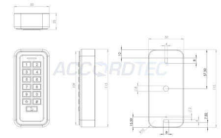 AT-CP210EM-W Кодонаборная панель ACCORDTEC EM-Marine, механическая с подсветкой