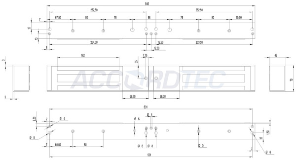 ML-395 Double с уголком, Электромагнитный замок ACCORDTEC, 1000 кг, накладной