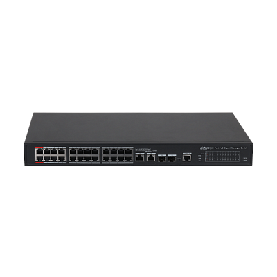 DH-PFS4226-24GT2GF-360 24-портовый гигабитный управляемый коммутатор с PoE, уровень L2