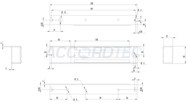 ML-350ALN с герконом Электромагнитный замок ACCORDTEC, 350 кг, накладной