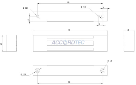 ML-180KB с планкой, Электромагнитный замок ACCORDTEC, 200 кг, накладной
