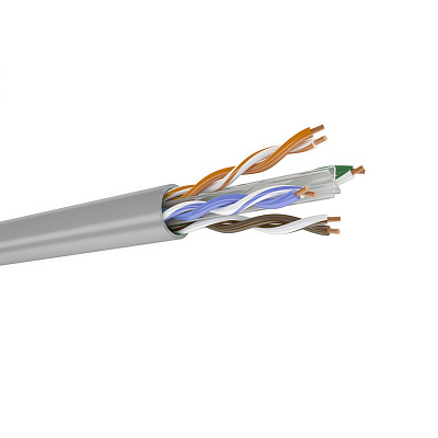 Патч-кабель категории 6, 4 пары U/UTP, 23AWG, PVC (нг(А)-LS), серый, катушка 305 м
