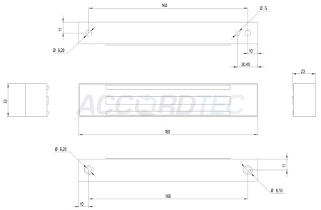 ML-100K с уголком, цвет Серебряный Металлик, Электромагнитный замок ACCORDTEC, 100 кг, накладной