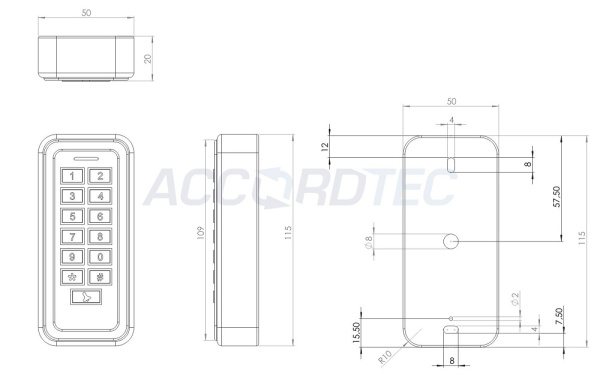 AT-CP210EM-W Кодонаборная панель ACCORDTEC EM-Marine, механическая с подсветкой