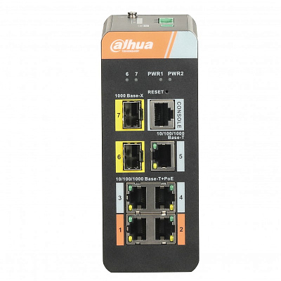 DH-PFS4207-4GT-DP 4-портовый гигабитный управляемый коммутатор с PoE, промышленное исполнение