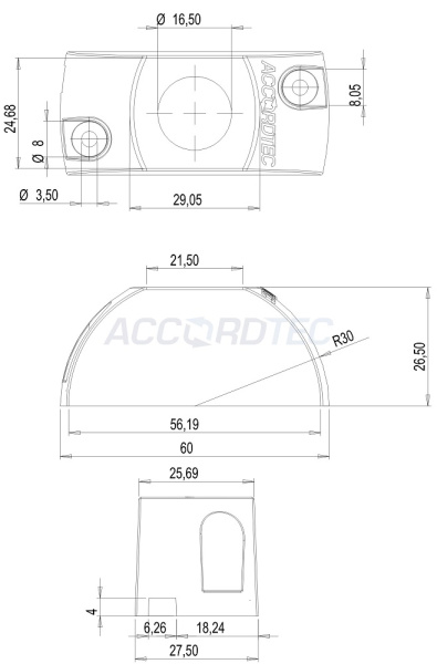 AT-HSB1 LED Gray Кнопка выхода ACCORDTEC накладная, НО / НЗ