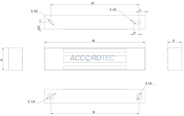 ML-180KB с планкой, Электромагнитный замок ACCORDTEC, 200 кг, накладной