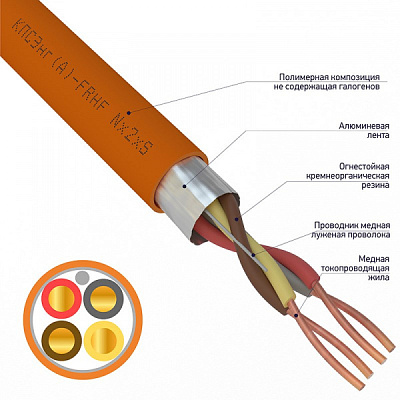 Кабель огнестойкий REXANT КПСЭнг(А)-FRLS 2x2x0,50 мм², бухта 200 м