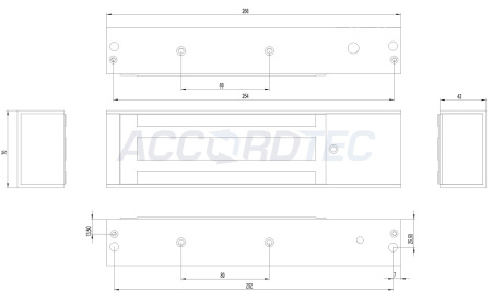 ML-395-2 с датчиком Холла, цвет Серый, Электромагнитный замок ACCORDTEC, 500 кг, накладной