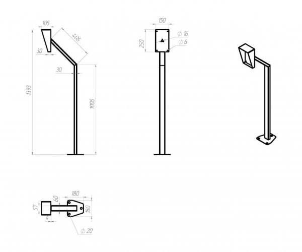 HURDE Stand-H02 (15-02) Стойка для считывателя 150х250 мм
