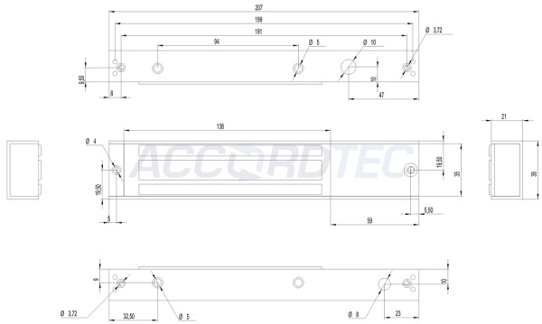 ML-180AS с герконом Электромагнитный замок ACCORDTEC, 180 кг, накладной