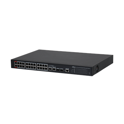DH-PFS4226-24GT2GF-360 24-портовый гигабитный управляемый коммутатор с PoE, уровень L2